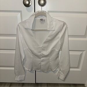 Princess Polly White Fitted Long Sleeve Button Down